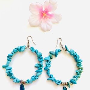 Big hoop turquoise earrings